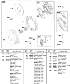 Rewind Starter Diagram and Parts List for 243432-0737-XX  Briggs and Stratton Engine